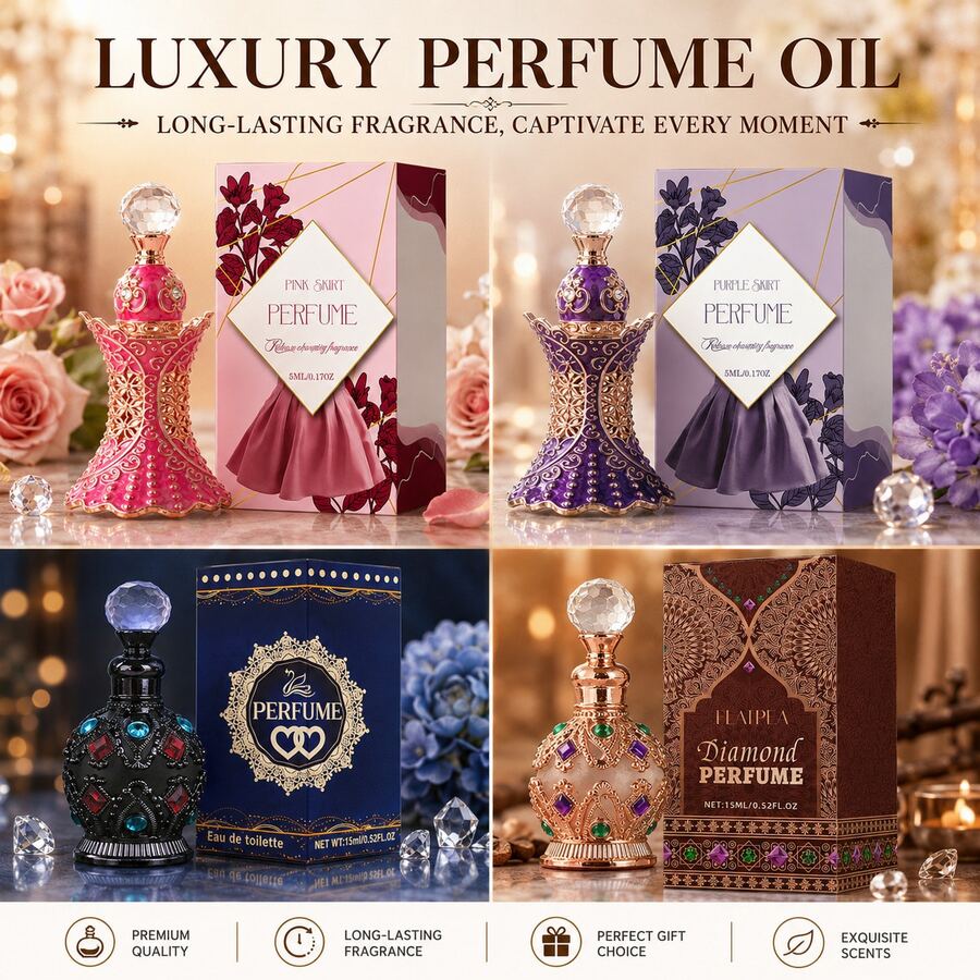 FLATPEA 15ml/5ml ALB Diamond 精油,中東風格,專為女性設計,花果香調,含玫瑰、麝香、檸檬、椰子、香草、茉莉等香氣,無酒精 - 10ml - 查看 1
