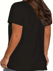 Plus Size Women's Top, Perfect For Casual Outings In The Garden, At The Beach, Or At Home. Suitable For All Seasons, This Stylish Top Ranges In Sizes From 0XL To 8XL And Makes A Thoughtful Gift - Hitam - View 3
