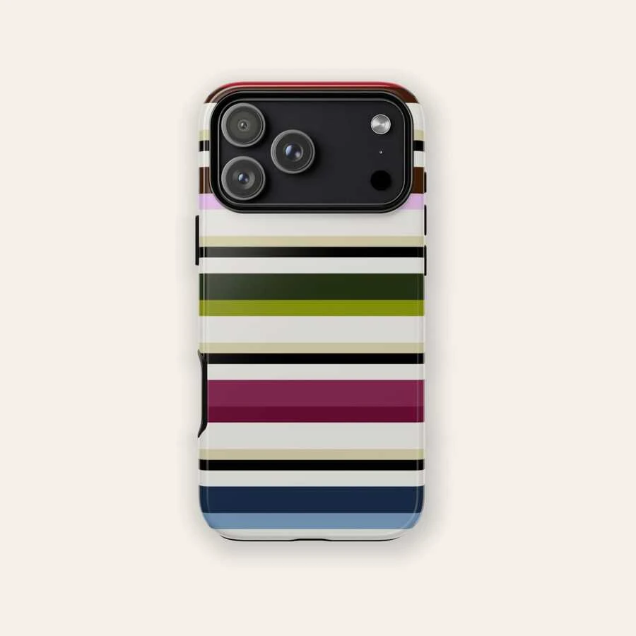 Una elegante funda para teléfono que no incluye cordón ni soporte Modern Striped Phone, Colorful Horizontal Stripe Protective Cover, Compatible With 17, 16, 15, 14, 13, 12, 11 Pro, Series - Multicolor - Ver 1