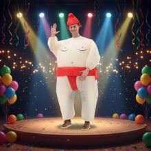1pc Adult Inflatable Sumo Costume, Fits Height 1.5-2m, Suitable For Christmas, Cosplay, Anime Role Play, Party, Stage Performance And Masquerade - Yellow Sumo - View 2