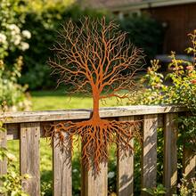 1pc Tree Of Life Rusty Metal Wall Art Sculpture - 11.02 X 15.75 Inches - Add Rustic Charm To Your Garden With Iron Fence Decor - Natural Rustic Style Accent - Perfect For Garden, Home And Yard Decor, Rustic Rusty Gift Idea, And Outdoor Decor Inspiration - C - View 5