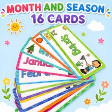 16 Cards Month & Season English Words Flash Cards Children's English Learning Cards Kids Educational Toys Classroom Decorations - Multicolor - View 3