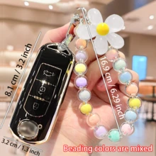 Flower Beaded Keychain Key Cover Compatible With Mazda Car Keys, 2 3 6 CX3 CX4 CX5 CX7 CX9 Atenza Axela MX5 Miata Full Protection Accessory Key Fob Case, Soft TPU Key Shell - Mixed-color Flower Beaded Style - View 3