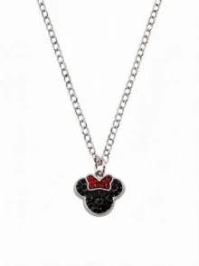 Miniso Disney Minnie Mouse Rhinestone Pendant Necklace 1Pc Gold Or Silver Tone Red Bow Lightweight For Women Daily Gift - XL0754 - View 5