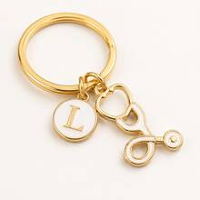 Llaveros personalizados con letra: Médico, Enfermera, Estetoscopio, Llavero, Personal de rescate médico, Decoración de billetera, Llavero de estetoscopio, Regalos de llavero para madre, padre, graduación y maestro - Blanco - Ver 5