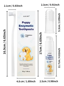 GJYC PET مجموعة الأسنان الأولى للجراء – معجون أسنان بدون رائحة، فرشاة ناعمة وفرشاة إصبع، للتسنين واللثة الحساسة والسلالات الصغيرة، ينعش النفس – يعمل للقطط أيضًا - متعدد الألوان - مشاهدة 7