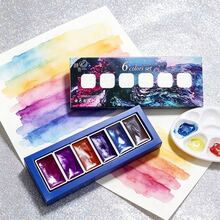 分層色彩藝術家水彩顏料 6色 沉澱色 專業不透明 初學者繪畫用品 - 套裝 - 查看 2