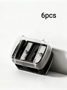 1/2/3/6pcs Transparent Cover Pencil Sharpener, Dual-Hole Sharpener, Portable Makeup Tool, Professional Eyebrow Pencil Eyeliner Pencil Sharpener, Simple And Portable, Suitable For Most Pencil Sizes, Student Stationery, Office Supplies, Back To School Season Must-Have - Double-hole Pencil Sharpener - View 10
