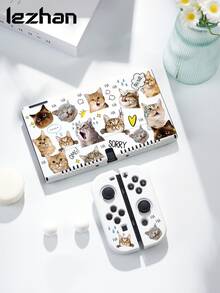 新款 Switch 2 (2025) 遊戲主機配件，1個可愛卡通貓圖案保護殼/保護套，相容於 Switch 2/Switch NS/Switch OLED/Lite，適用於 Switch 第二代/Switch 遊戲主機配件，全套組合，收納袋，遊戲卡盒，Switch 保護殼，Switch 玩家的最佳禮物 - 彩色 - 查看 18