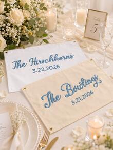 Pancarta de Boda Bordada Personalizada - El texto se puede personalizar para la novia; también es adecuada para decoración de aniversario o cumpleaños - Multicolor - Ver 2