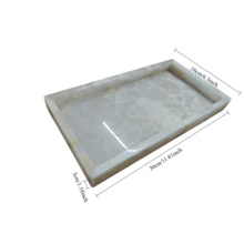 White Jade Stone Tray, Natural Stone Storage Tray, Aesthetic Vanity Tray Suitable For Cosmetics, Jewelry, Candles, Coffee Table Storage Decor Stone - White Marble Tray - View 10