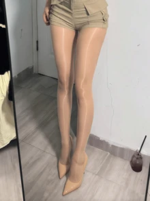 1雙亮面透明鋼絲薄絲襪，耐穿女款褲襪 - 香檳色 - 查看 2