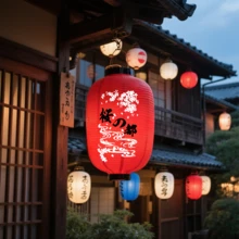 日式傳統防水吊掛布燈 櫻花造型 東亞風情 餐廳婚禮儀式宴會用 旗袍居家中國風 古風梅花紙燈 劇團文化節派對裝飾燈 - 櫻之都紅 - 查看 5