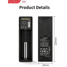 Premium Universal PowerKan Battery Charger, Compatible With 3.7V Li-Ion 18650 21700 10440 14500 And 1.2V NiMH AA AAA Rechargeable Batteries, Adjustable Charging Current, Portable Charging Function - Black - View 2