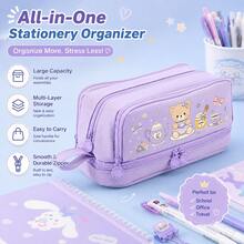 Desktop Stationery Large Capacity Pencil Case, Gift Giving, 4-Layer Zipper Multifunctional Pen Holder,Back To School Supplies, First Day Of School - Multicolor - View 1