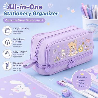Desktop Stationery Large Capacity Pencil Case, Gift Giving, 4-Layer Zipper Multifunctional Pen Holder,Back To School Supplies, First Day Of School