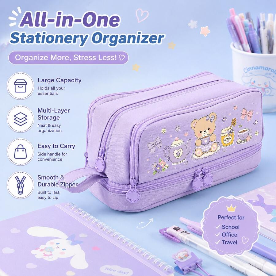 Desktop Stationery Large Capacity Pencil Case, Gift Giving, 4-Layer Zipper Multifunctional Pen Holder,Back To School Supplies, First Day Of School - Multicolor - View 1