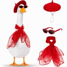 3pcs/Set 1950s French Porch Goose Costume Set, Suitable For 23" And 17" Concrete Lawn Goose Sculptures, Beret, Carnival Sculpture Decor (Red) - A - View 13