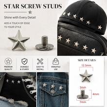 50/20sets Metal Star Rivets Studs: DIY LeatherCraft Accessories For Belt, Bag, Shoes, Cap, Clothes, And Scrapbooking - A - View 2