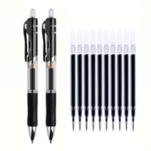 12pcs Large Capacity Neutral Pen Set, 0.5mm Fine Tip, Black Ink, Ballpoint Pen, Comfortable Grip Quick Dry, Smooth Writing, Perfect For Note Taking And Writing, Ideal Office And School Supplies, Birthday, Christmas, Halloween, Valentine's Day, New Year, Friend And Easter Gift! - 12pcs/Set - View 6