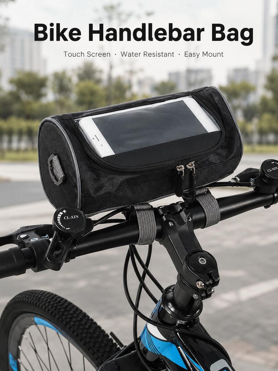 Waterproof Bicycle Handlebar Bag, Large Capacity Oxford Cloth Front Storage Pouch Suitable For Mountain Bike/Electric Bike/Scooter, Can Hold Phone, Sunglasses, Keys And Tools, Versatile For Commuting And Outdoor Riding - A - View 1