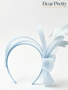 1pc Light Blue Women's Headband Hat, Elegant, Suitable For Formal Occasions, Weddings, Banquets, Tea Parties, High-End Headband Hat, Daily Wear - Light Blue - View 7