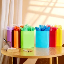 24 Stück rosa Papiertüten 16x22x8cm Geschenktüten Tragetaschen Einkaufstüten DIY Geburtstags-Party Verpackungsmaterial - Dunkelblau - Übersicht 4