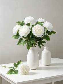 80/40pcs White Peony Artificial Flowers, Silk Peony Artificial Flowers With Stems, Realistic, Suitable For Table Centerpiece Decoration, Wedding, Home, Party, Bridal Bouquet Decoration (White) - White - View 2
