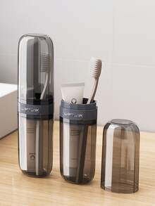 2-In-1 Portable Toothbrush Case, Transparent And Simple Toothbrush Cup, Household Wash Cup, Toothbrush Cup, Reusable Drinking Cup, Suitable For Spring, Summer, Autumn And Winter, Back To School Season, Women's Gift, Men's Gift, Family Gift. - Multicolor - View 4