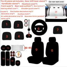 35-Piece Car Seat Cover Set With Steering Wheel Cover, Cup Holder Coasters, Shoulder Pads, And Accessories - Polyester Fabric Interior Decor Kit Without Filler - 紅色 - 查看 7