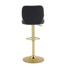 360° Swivel Bar Stool, Height Adjustable From 62 To 83 Cm, With Backrest And Footrest, Ergonomic And Uphol Stered In Black Faux Leather. Maximum Load: 136 Kg. Gold Finish. - Black - View 5