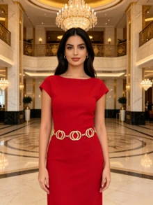 Bohemian Style Gold Overlapping Circle Design Middle East Exclusive Versatile Metal Waist Chain Outdoor Wedding Party Dress Accessory Premium Adjustable - Gold - View 10