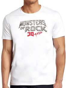Text Celebrating Three Decades Of Rock Energy With Metallic And Red Lettering That Evokes Strength And Passion; Modern, Comfortable Men's T-Shirt For Concerts - 白色 - 查看 8