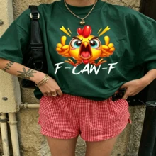 Cute Graphic T-Shirt Daily Casual 100% Cotton Oversized Soft Breathable Casual Crewneck Short Sleeve Top Aesthetic Daily Fashion Lovers Casual Wearers Daily Outfit Enthusiasts Gift Givers - 綠色 - 查看 18