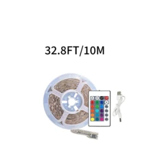 1-10m RGB LED 燈條 5050，24鍵紅外線遙控 USB 供電 自黏可裁剪 電視背光 家用臥室櫥櫃節日裝飾燈 - 24K-5050RGB - 查看 13