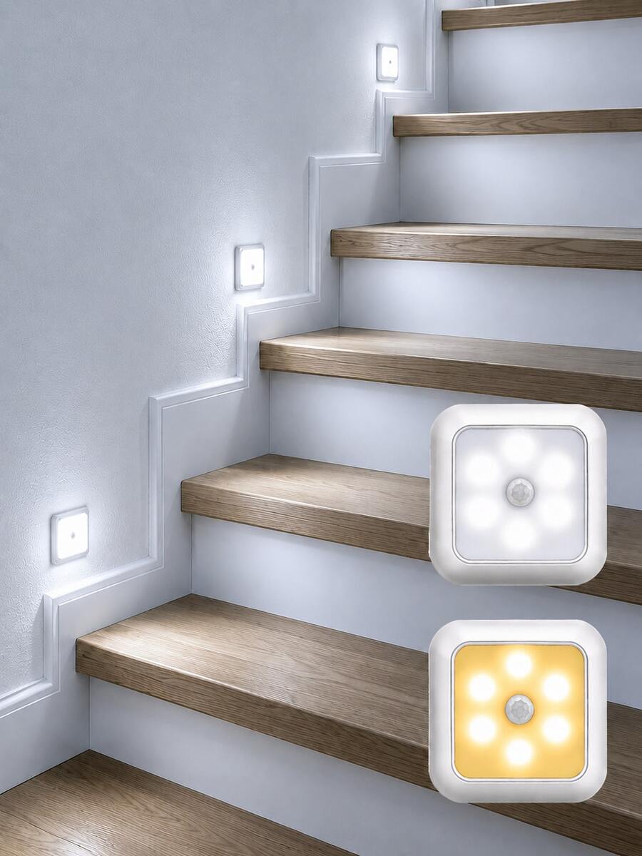 6pcs Motion Sensor Lights, LED Cabinet Lights, Outdoor Step Lights, USB Rechargeable/Battery Powered Night Lights - Perfect For Bedroom Decor, Hallway Decor, Bathroom Decor, Cabinet Decor, Stair Lighting, Outdoor Decor, Home Decor And Room Decor