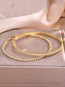 rakol 2 buah Gelang Emas Elegan Sederhana Bertatahkan Zirkonia & Set Gelang Tennis - emas - View 1