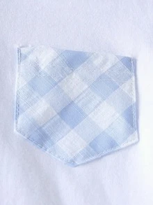 2件套，0-3岁男婴POLO领短袖+格子短裤套装，新款休闲时尚，适合男婴日常穿着 - 淺藍色 - 查看 5
