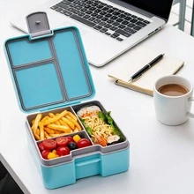 1 pieza Caja de almuerzo dividida a prueba de fugas, contenedor portátil de almacenamiento de aperitivos, caja de almuerzo reutilizable caja de aperitivos - Multicolor - Ver 6
