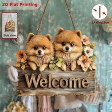 2D Flat 1pc Bohemian Style Pomeranian Welcome Sign - Wooden Wall Hanging Decor Suitable For Dog Themed Decoration With Pomeranian Pattern Asymmetrical Shape Fits Narrow Space Pet Owner Holiday Gift 2D Flat - Multicolor - View 5