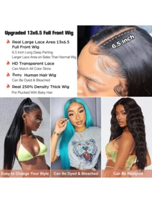 42 Inch Wig Human Hair 250 Density 13x6 Lace Front Wigs Human Hair Pre Plucked With Baby Hair 15A Glueless Straight Frontal Human Hair Wigs For Women - Natural Black - 查看 5