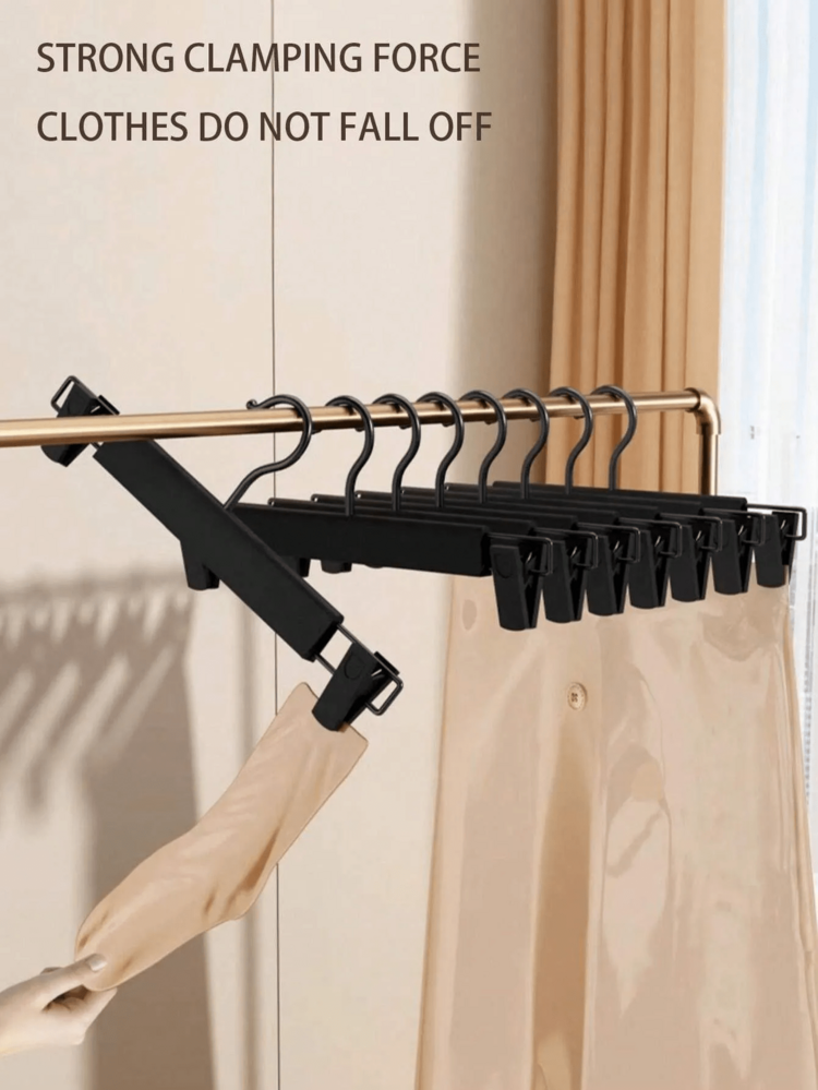20pcs Stainless Steel Pants Hangers With Adjustable Clips, Seamless And Convenient, Metal Clothes Rack, Plastic Coated Pants Hanger, Heavy Duty Non-Slip Hooks, Suitable For Bathroom, Bedroom, Can Hang Skirts And Clothes, Pants Clips - Multicolor - View 9