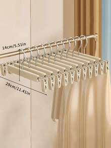 1/5/10pcs Pants Hanger Clips, Non-Slip No-Mark Pants Clips For Home And Clothing Store, Specialized For Hanging Pants, Dresses And Drying - Khaki - View 3