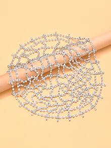 STONEFANS 1pc Sexy Mesh Headpiece Personalized Tassel Hair Chain Women's European & American Fashion Accessory,Head Jewelry - Silver - View 4