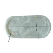 White Jade Stone Tray, Natural Stone Storage Tray, Aesthetic Vanity Tray Suitable For Cosmetics, Jewelry, Candles, Coffee Table Storage Decor Stone - White Marble Tray - View 6