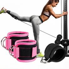 Ankle Straps With Double D-Ring For Gym Workouts Glutes Legs Strength Training Fitness Pink Black Nylon Weight Equipment Weighted Belt Support Sports Safety Abductors - Black - View 1