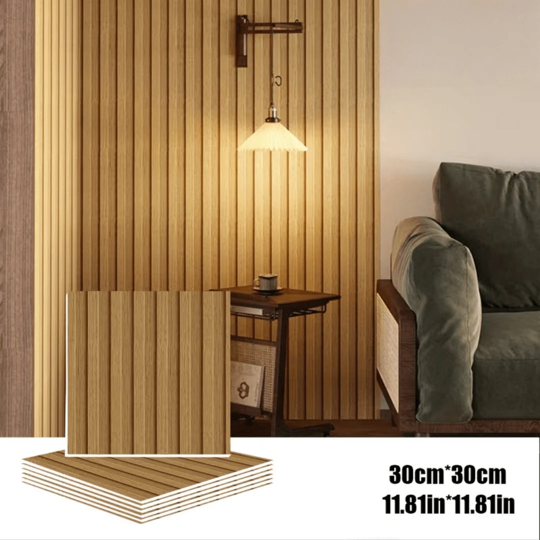 10 miếng giấy dán tường vân gỗ bóng 30x30cm trang trí nhà cửa vân sọc tự dính tấm xốp dán tường cải tạo bề mặt - C - Xem 1