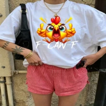 Cute Graphic T-Shirt Daily Casual 100% Cotton Oversized Soft Breathable Casual Crewneck Short Sleeve Top Aesthetic Daily Fashion Lovers Casual Wearers Daily Outfit Enthusiasts Gift Givers - 白色 - 查看 18
