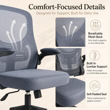 Swivel Ergonomic Office Chair, Breathable Mesh Backrest And Soft Seat Cushion, Height Adjustable, Available In Black/White/Grey, Suitable For Study/Office - Grey - View 3