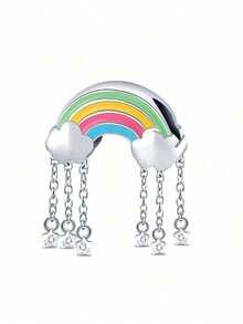 1pc925 Sterling Silver Rainbow Tassel Bridge DIY Jewelry Pendant Beads Suitable For Women's Bracelets And Necklaces Jewelry Accessories - Multicolor - View 1